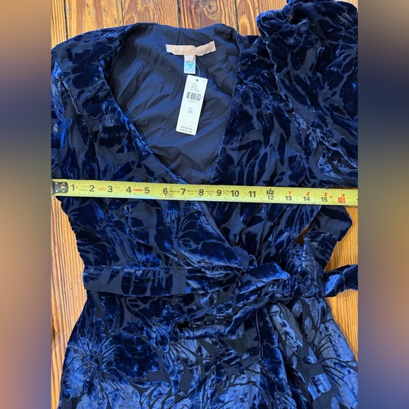 NWT Anthropologie Whimsigoth Boho Velvet Floral Wrap Maxi Dress - Blue - Picture 3 of 7